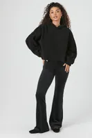 Women's Fleece Drop-Sleeve Hoodie in Black, S/M