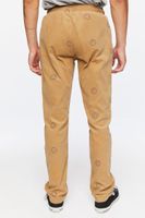 Men Happy Face Corduroy Drawstring Pants in Khaki Small