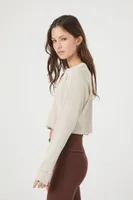 Women's Cotton Ribbed Cropped Henley Top