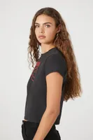 Women's Nirvana Graphic Baby T-Shirt in Black/Red, XS