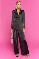 Women's Satin Wide-Leg Pants in Black Small