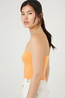 Women's Cotton-Blend Cropped Tube Top in Sunset Gold, XL