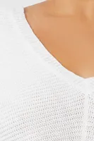 Women's Ribbed Knit Tie-Back Sweater Cream,