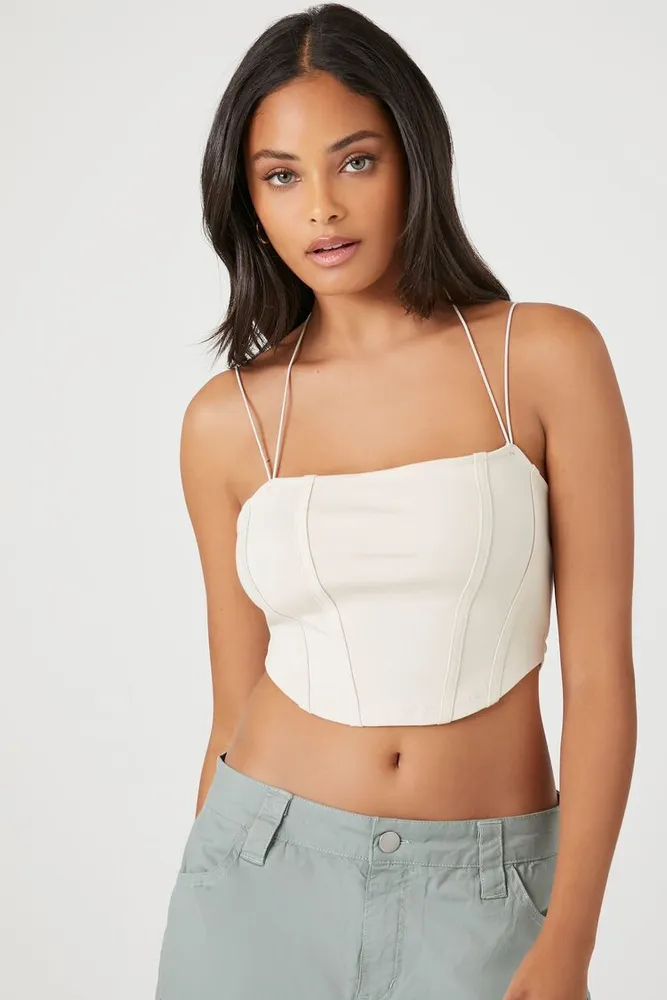 Women's Strappy Bustier Cropped Cami in Birch Medium