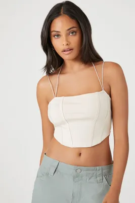 Women's Strappy Bustier Cropped Cami Birch