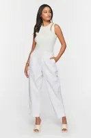 Women's Straight-Leg Cuffed Ankle Pants in White Large