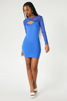 Women's Cami Mini Dress & Mesh Shrug Set in Blue Large