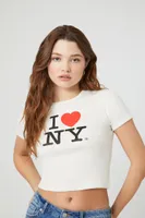 Women's Cropped I Love NY Graphic T-Shirt