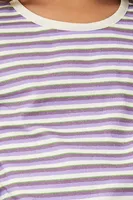 Girls Striped Long-Sleeve Top (Kids) in Purple, 13/14