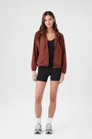 Women's Hooded Windbreaker Jacket in Brown Small