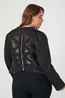 Women's Mesh Cropped Blazer in Black, 2X