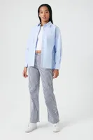 Women's Poplin High-Low Shirt in Blue Large