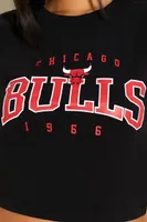 Women's Chicago Bulls Graphic Cropped T-Shirt in Black, XS