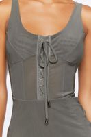 Women's Mesh Corset Midi Dress in Grey Small