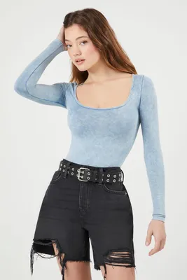 Women's Seamless Mineral Wash Bodysuit Dusty Blue