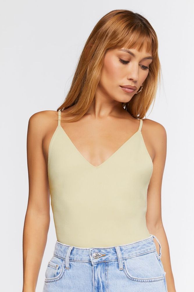 Forever 21 Women's Ponte Knit Cami Bodysuit in Taupe Medium