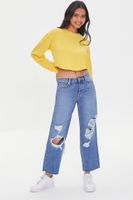 Women's Cropped Crew Top in Yellow Small