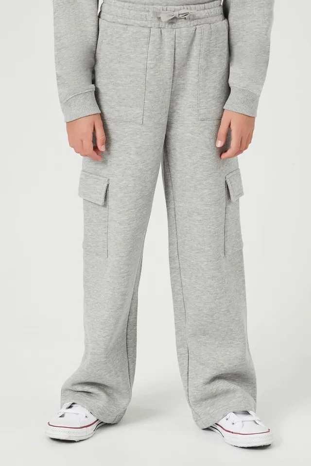 Forever 21 Kids Fleece Cargo Pants (Girls + Boys) Heather Grey