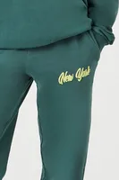 Women's Fleece New York Joggers in Green, XS