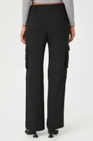 Women's Chiffon Cargo Straight-Leg Pants in Black Large