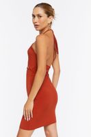 Women's Cutout Halter Mini Dress in Rust Medium