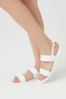 Women's Dual-Strap Square-Toe Sandals in White, 10