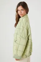 Women's Quilted Zip-Up Jacket in Light Olive Large