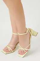 Women's Strappy Faux Leather Block Heels Citron,