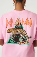 Women's Def Leppard Oversized Graphic T-Shirt in Pink Icing, Size 2X