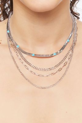 Women's Assorted Chain Necklace Set in Silver