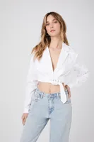 Women's Cropped Bomber Jacket in White Small