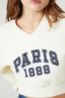 Women's Embroidered Paris 1999 Pullover in Cream Medium