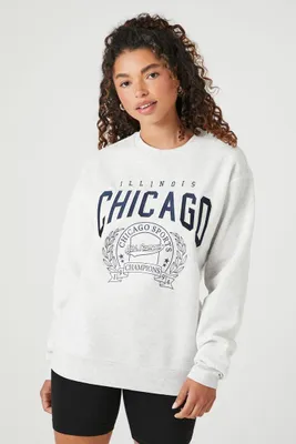 Women's Embroidered Chicago Graphic Pullover in Heather Grey Small