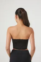 Women's Cropped Satin Tube Top in Black Small