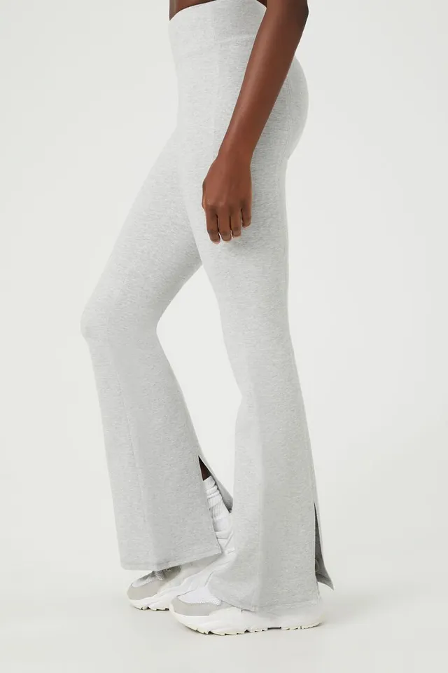 Forever 21 Women's Active High-Rise Flare Leggings in Heather Grey Large