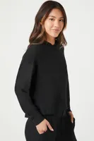 Women's Hooded Long-Sleeve Pajama Top in Black Medium