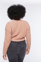 Women's Cable Knit Sweater in Blush, 2X