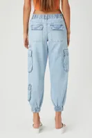 Women's Cargo Denim Joggers in Light Denim Large