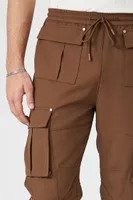 Men Drawstring Cargo Joggers in Dark Brown, XXL