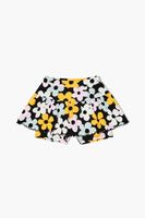 Girls Flower Print Skort (Kids) in Black, 13/14