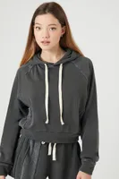 Women's Reworked Fleece Raglan Hoodie Charcoal,