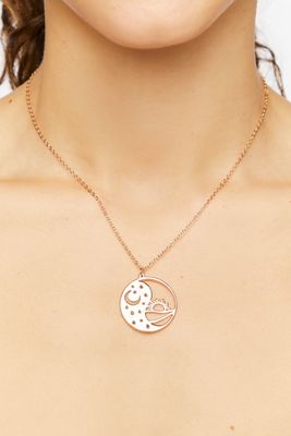 Women's Moon & Sun Pendant Necklace in Gold