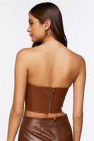 Women's Faux Patent Leather Tube Top in Brown Small