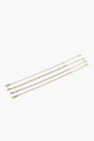 Women's Rhinestone Box Chain Bracelet Set in Gold