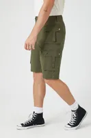 Men Mid-Rise Cargo Shorts in Light Olive, 29