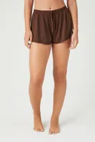 Women's Drawstring Pajama Shorts Brown