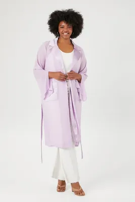 Women's Satin Notched Kimono in Lavender, 2X