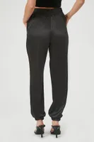 Women's Satin Drawstring Joggers Black