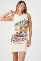 Women's Cutout O-Ring Graphic Mini Dress in Sandshell, XS