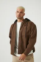 Men Hooded Combo Shacket in Latte/Black, XXL